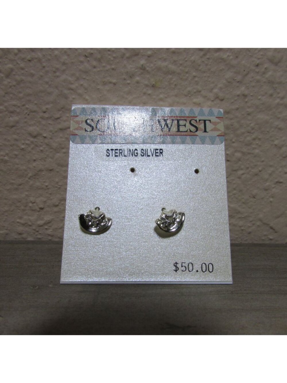 Southwest Sterling Silver Cowboy Hat Post Earrings